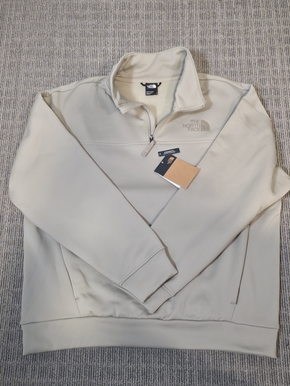 The North Face Men's Quarter-Zip Pullover Sweater in Light Tan